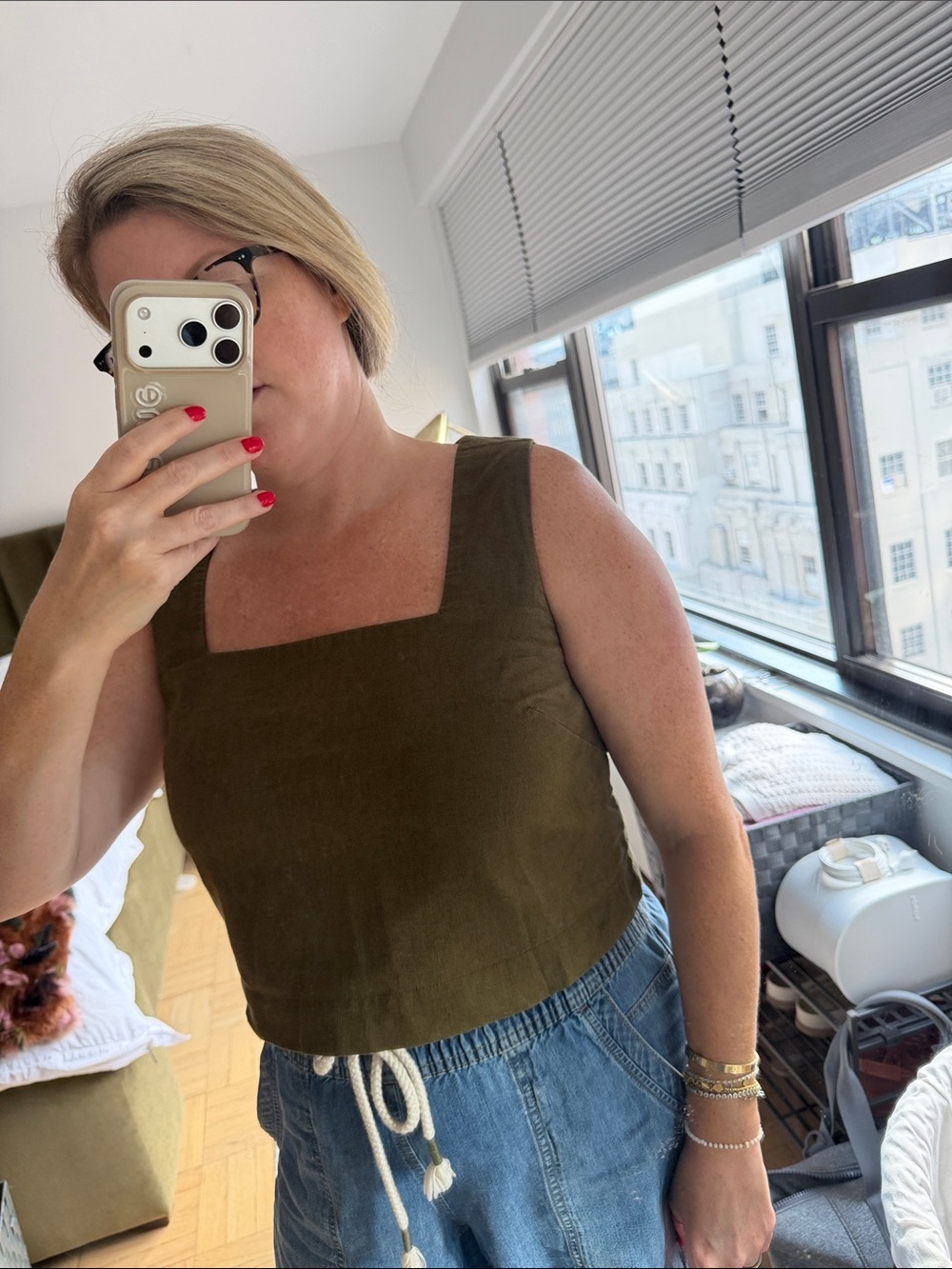 Abercrombie & Fitch Olive Square-Neck Crop Top